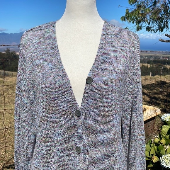 Talbots Multi Color Knit Cardigan coastal grandma Sweater M - Picture 4 of 7